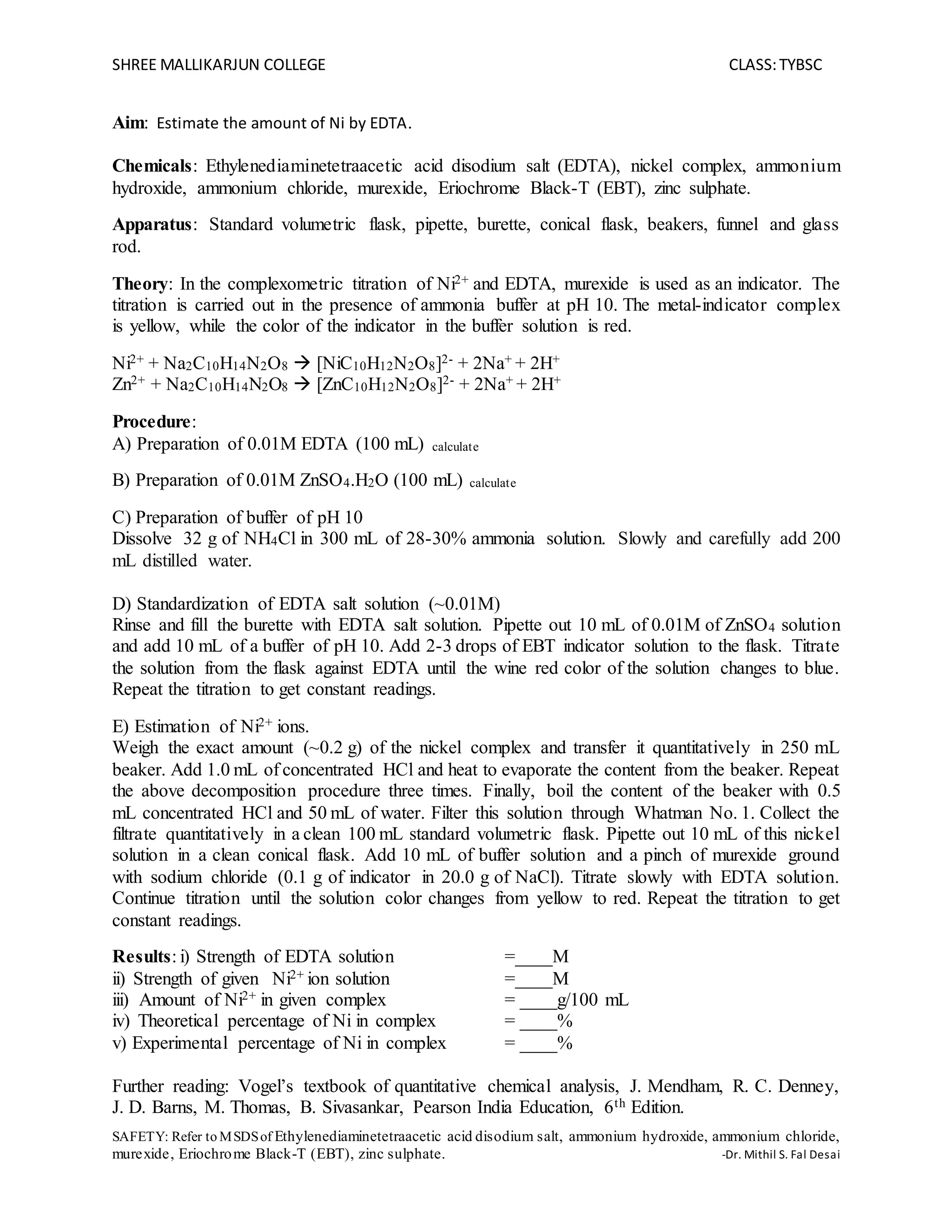 Estimate Ni by EDTA Titration PDF