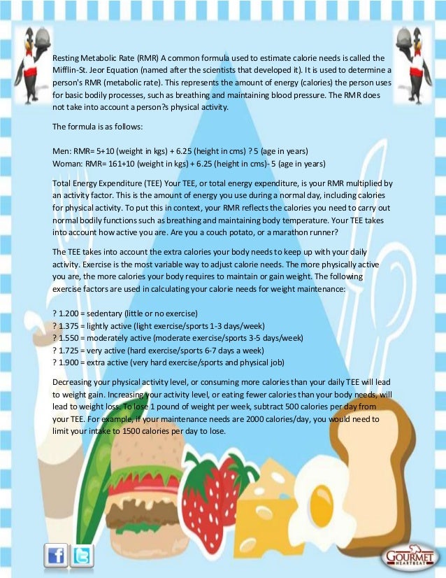 Estimating calorie and nutrient needs