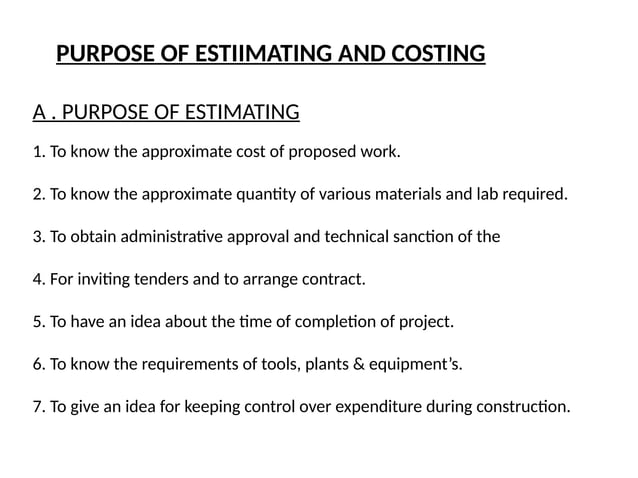 Estimation And Costing And Specification Pptx Estimation And Costing And Specification Pptx