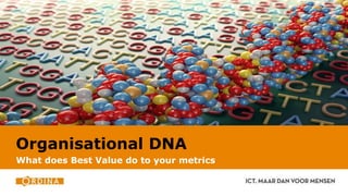Organisational DNA
What does Best Value do to your metrics
 