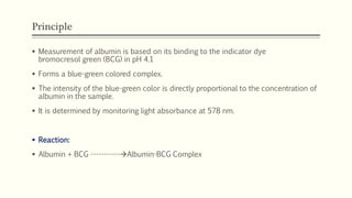 Estimation of serum albumin by Dr.Tehmas | PPTX