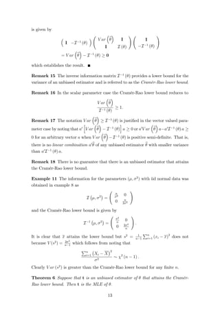 and 
V ar (b) = E (b   