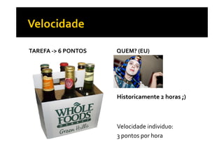 TAREFA -> 6 PONTOS QUEM? (EU)
Historicamente 2 horas ;)
Velocidade individuo:
3 pontos por hora
 