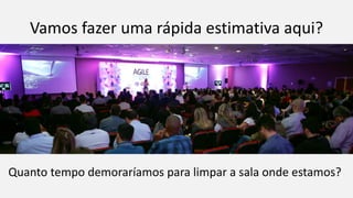 Vamos fazer uma rápida estimativa aqui?
Quanto tempo demoraríamos para limpar a sala onde estamos?
 