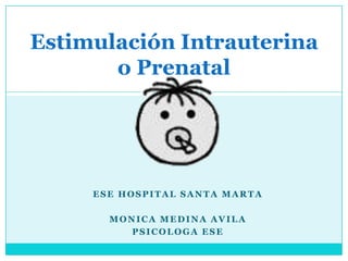Estimulación Intrauterina
       o Prenatal




     ESE HOSPITAL SANTA MARTA

       MONICA MEDINA AVILA
          PSICOLOGA ESE
 