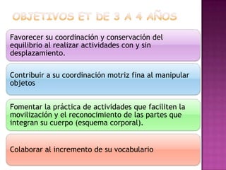 OBJETIVOS ET de 3 A 4 años