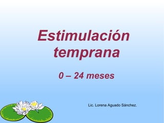 Estimulación
  temprana
  0 – 24 meses


        Lic. Lorena Aguado Sánchez.
 
