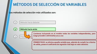Ing. William león Velásquez
Para encontrar las valores de los coeficientes de la
ecuación de regresión ( b0, b1, b2, ... bk ) se utiliza el método
de mínimos cuadrados que consiste en resolver el siguiente
sistema de ecuaciones simultaneas.
ANÁLISIS DE REGRESIÓN MÚLTIPLE
 