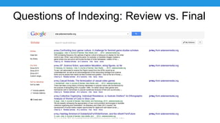 Questions of Indexing: Review vs. Final
 