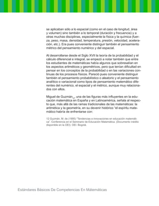 Estándares básicos de competencias en matemáticas | PDF