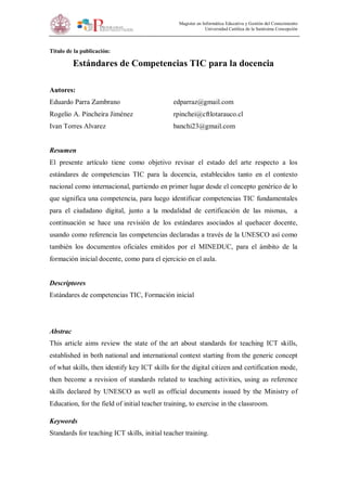 Estándares de competencias tic para la docencia | PDF