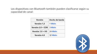 Los dispositivos con Bluetooth también pueden clasificarse según su
capacidad de canal:
 