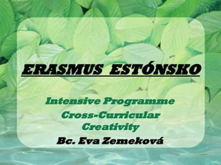 ERASMUS ESTÓNSKO
  Intensive Programme
     Cross-Curricular
        Creativity
    Bc. Eva Zemeková
 