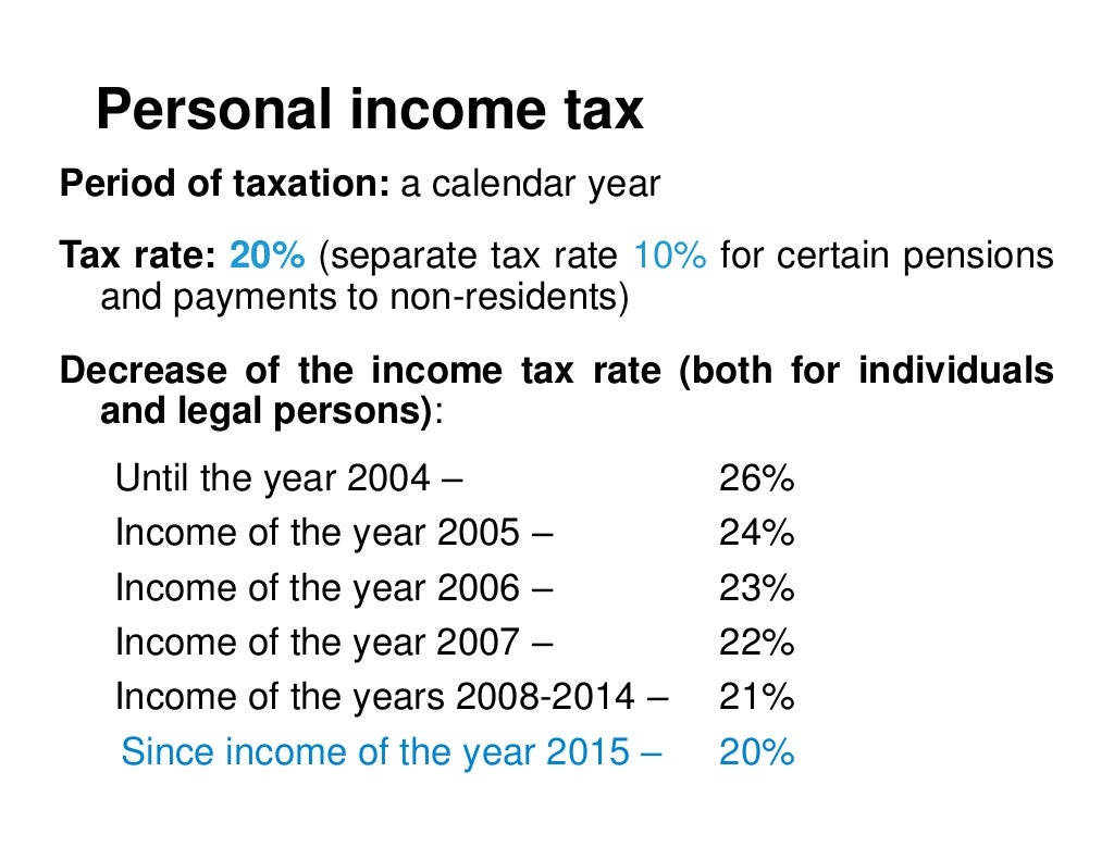 Estonian Taxes and Tax Structure (as of 1 january 2016)