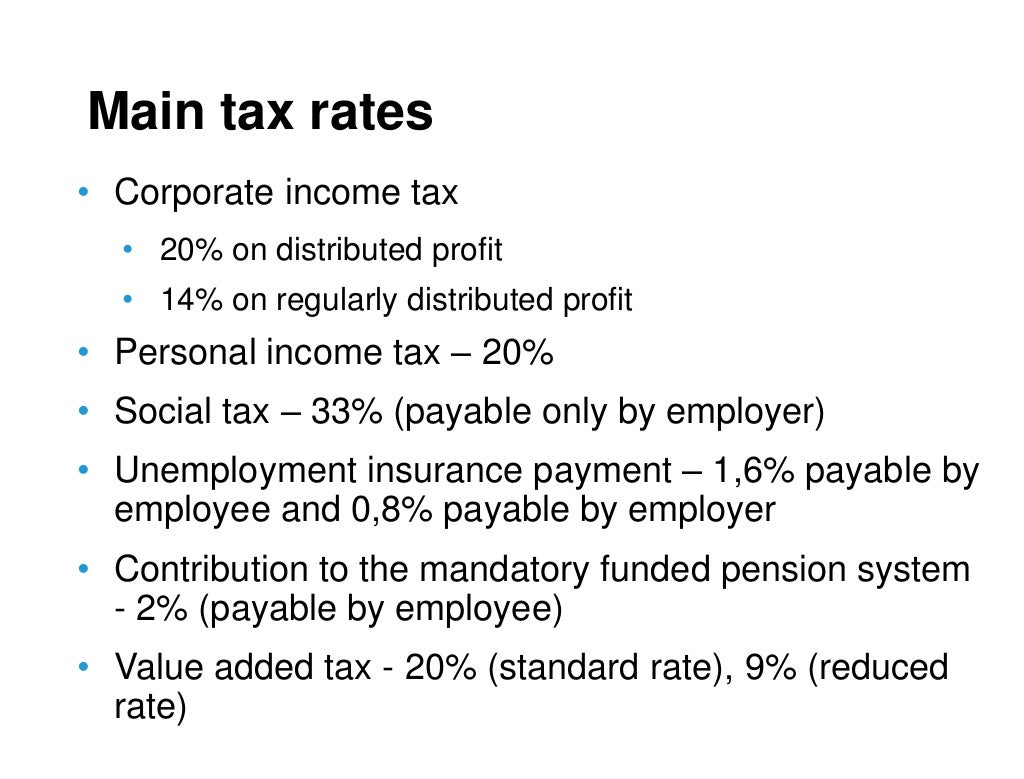Estonian taxes and tax structure (as of 1 january 2019)