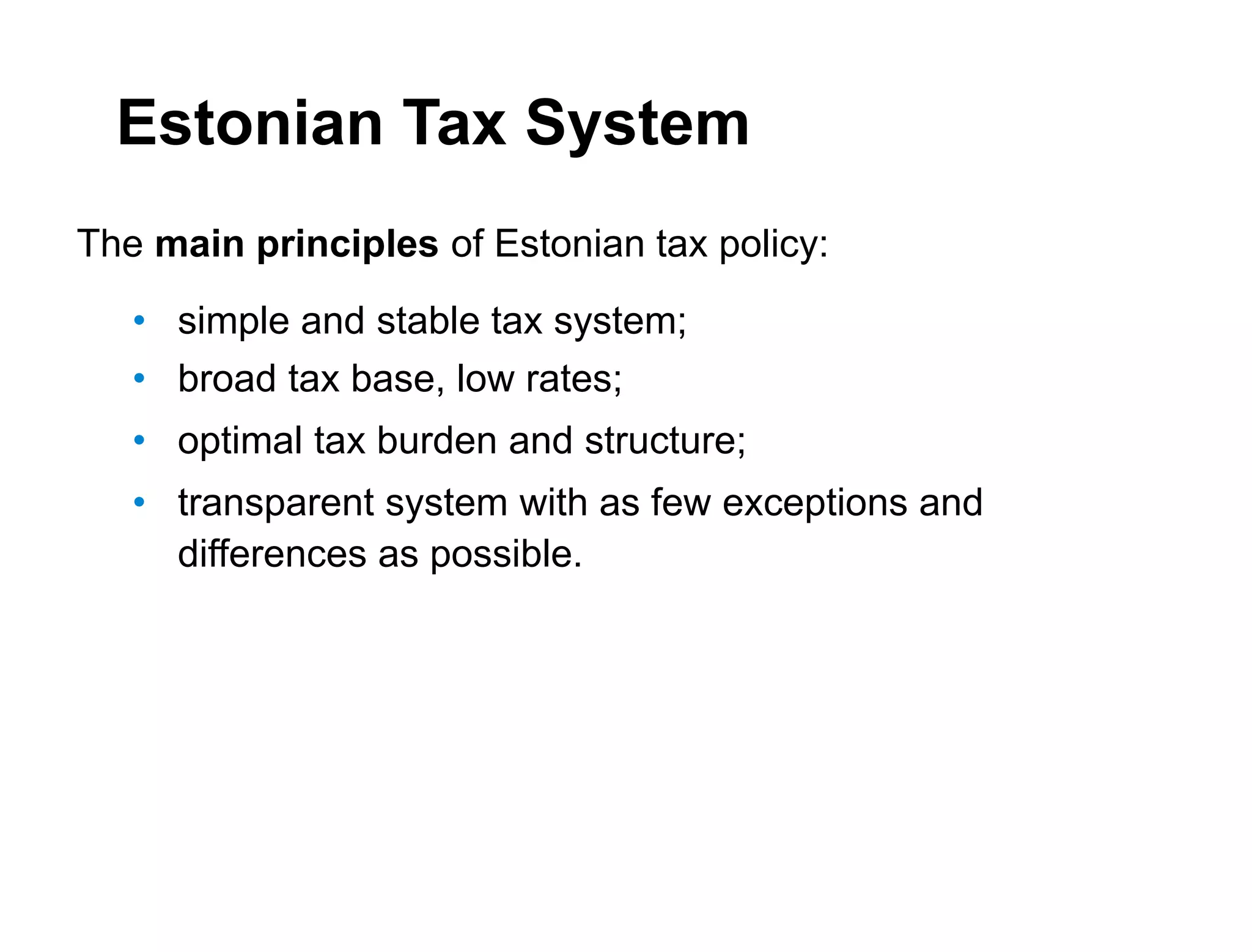 View of Estonian taxes and tax structure | PPT