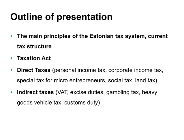 Estonian taxes and tax structure | PPT