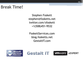 Break Time!Stephen Foskettstephen@fosketts.nettwitter.com/sfoskett+1(508)451-9532FoskettServices.comblog.fosketts.netGestaltIT.com25