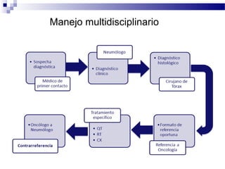 O
ncólogo
O
ncólogo
Tratam
iento
paliativo
y/o
quim
ioterápico
Tratam
iento
paliativo
y/o
quim
ioterápico
Manejo multidisciplinario
 