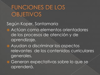 Clasificación de  las estrategias de enseñanzaDíaz Hernández (1998)Objetivos