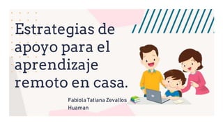 Estrategias de
apoyo para el
aprendizaje
remoto en casa.
Fabiola Tatiana Zevallos
Huaman
 