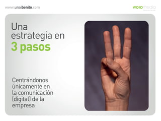 www.unaibenito.com
Una
estrategia en
3 pasos
Centrándonos
únicamente en
la comunicación
(digital) de la
empresa
 