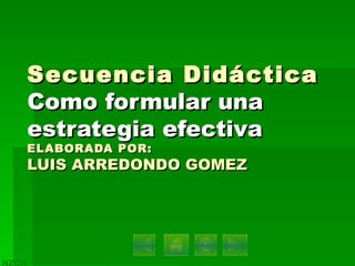 Secuencia Didáctica Como formular una estrategia efectiva ELABORADA POR: LUIS ARREDONDO GOMEZ 