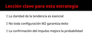Lección clave para esta estrategia
💡 La claridad de la tendencia es esencial
💡 No toda configuración M2 garantiza éxito
💡 La confirmación del impulso mejora la probabilidad
 