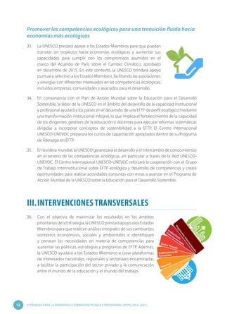 ESTRATEGIA PARA LA ENSEÑANZA Y FORMACIÓN TÉCNICA Y PROFESIONAL (EFTP) (2016-2021)12
Promover las competencias ecológicas p...