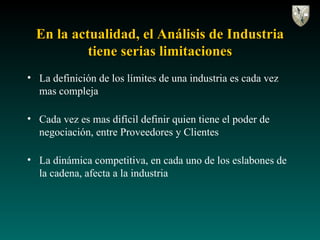 En la actualidad, el Análisis de Industria tiene serias limitaciones <ul><li>La definición de los límites de una industria...