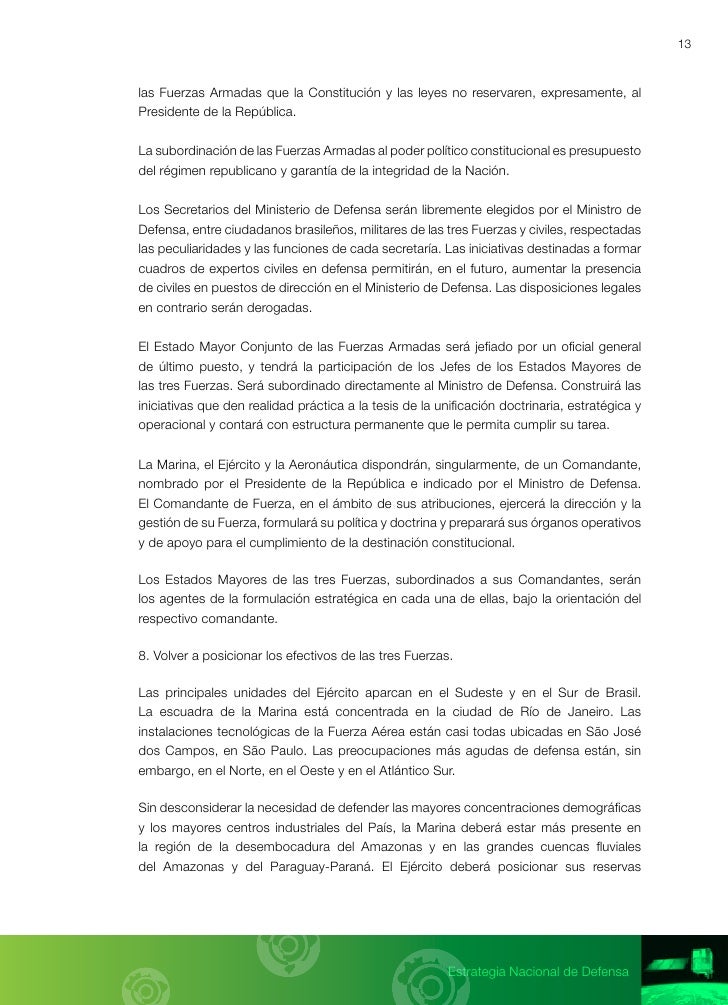 Plan De Estrategia Nacional De Defensa De Brasil - 