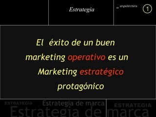 El  éxito de un buen  marketing   operativo   es un Marketing   estratégico   protagónico arquitectura marca de 1 Estrategia 