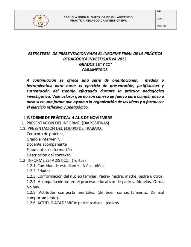 Estrategia de presentacion para el informe final de la