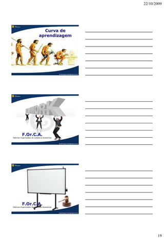 22/10/2009




                               Curva de
                             aprendizagem




                                               Claudio Nasajon (claudio@nasajon.com.br)




          F.Or.C.A.
Fabricas Organizadas de Colares e Acessórios


                                               Claudio Nasajon (claudio@nasajon.com.br)




          F.Or.C.A.
Fabricas Organizadas de Colares e Acessórios


                                               Claudio Nasajon (claudio@nasajon.com.br)




                                                                                                 19
 