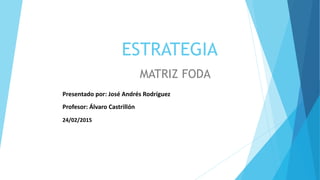 ESTRATEGIA
MATRIZ FODA
Presentado por: José Andrés Rodríguez
Profesor: Álvaro Castrillón
24/02/2015
 