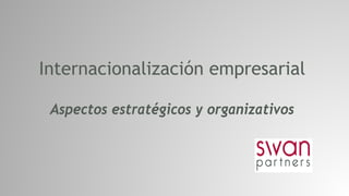 Internacionalización empresarial
Aspectos estratégicos y organizativos
 