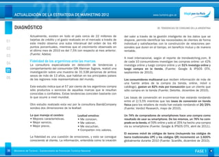 DIAGNÓSTICO
                     2012
     ACTUALIZACIÓN DE LA ESTRATEGIA DE MARKETING 2012                                                          www.turismo.gov.ar



                                                                                                                  05. TENDENCIAS DE CONSUMO EN LA ARGENTINA
                                                                                                                                                      Volver

                   Actualmente, existen en todo el país cerca de 22 millones de          del valor a través de la gestión inteligente de los datos que se
                   tarjetas de crédito y el gasto realizado en el mercado a través de    dispone, permite identificar las necesidades de clientes de forma
01                 este medio observa una suba interanual del orden de los 49            individual y satisfacerlas con la construcción de relaciones per-
                   puntos porcentuales, mientras que el crecimiento observado en         sonales que duren en el tiempo, en beneficio mutuo y de manera
02                 el último mes de 2010 es del 7,5% con respecto al mes anterior.       rentable.
                   (Fuente: Adeba)
03                                                                                       A nivel internacional, según el reporte de trendwatching.com, 8
                   Fidelidad de los argentinos ante las marcas                           de cada 10 consumidores investigan las compras online: un 42%
04                 La consultora especializada en detección de tendencias y              investiga online y luego compra online y un 51% investiga online y
                   comportamiento del consumidor GfK Kleiman Sygnos, realizó una         luego compra en la tienda. (Fuente: Google & IPSOS OTX,
05                 investigación sobre una muestra de 31.538 personas de ambos           septiembre de 2010).
                   sexos de más de 13 años, que habitan en los principales países
06                 de las regiones más representativas del mundo.                        Los consumidores multicanal que reciben información de más de
                                                                                         una fuente antes de la compra (la tienda, online, móvil o
                   Este estudio indica que el 57 por ciento de los argentinos compra     catálogo), gastan un 82% más por transacción que un cliente que
                   sólo productos o servicios de aquellas marcas que le resultan         sólo compra en la tienda (Fuente: Deloitte, diciembre de 2010).
                   conocidas o confiables. Estas tendencias coinciden bastante con
                   lo que ocurre a nivel mundial.                                        Las tasas de conversión en e-commerce han estando rondando
                                                                                         entre el 2/3,5% mientras que las tasas de conversión en tienda
                   Otro estudio realizado esta vez por la consultora Bain&Company        física para los retailers de moda han estado rondando el 20/25% 
                   sondea dos dimensiones de la lealtad:                                 (Fuente: Verdict Research, mayo de 2010).

                   La que maneja el cerebro:                  Lealtad emotiva:           Un 74% de compradores de smartphones hace una compra como
                   • Mejores características.                 • Me conocen.              resultado de usar su smartphone. De los mismos, un 76% ha com-
                   • Mejor servicio.                          • Me valoran.              prado en la tienda, el 59% online y solo el 35% ha hecho una compra
                   • Mejor precio.                            • Me escuchan.             vía su smartphone (Fuente: Google & IPSOS OTX, abril de 2011).
                                                              • Comparten mis valores.
                                                                                         El escaneo móvil de códigos de barra (incluyendo los códigos de
                   La fidelidad es una cuestión de emociones, y esto se consigue         barra tradicionales UPC y los códigos QR) incrementó un 1.600% 
                   conociendo al cliente. La información, entendida como la creación     globalmente durante 2010 (Fuente: Scanlife, diciembre de 2010).


30   Ministerio de Turismo - Subsecretaría de Promoción Turística Nacional                                                                     FASE 1
 