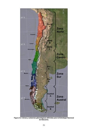 71
Figura 4.2: Zonas y subzonas glaciológicas definidas para la Estrategia Nacional
de Glaciares.
 