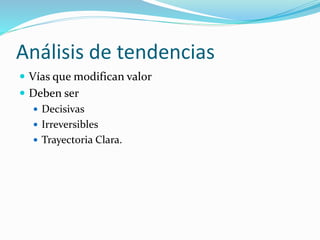 Análisis de tendencias
 Vías que modifican valor
 Deben ser
 Decisivas
 Irreversibles
 Trayectoria Clara.
 