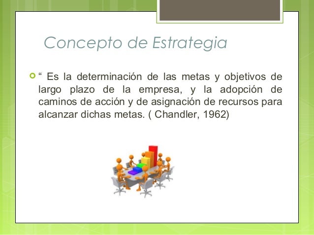 concepto de estrategia Estas estrategias consideran a la empresa como un todo, por lo que su aplicación suele decidir el destino de ésta otras características de las estrategias competitivas son que a través de su aplicación se buscan alcanzar objetivos a largo plazo, son formuladas por los altos directivos de la empresa, y suelen requerir grandes recursos para su ejecución. concepto de estrategia Estas estrategias consideran a la empresa como un todo, por lo que su aplicación suele decidir el destino de ésta otras características de las estrategias competitivas son que a través de su aplicación se buscan alcanzar objetivos a largo plazo, son formuladas por los altos directivos de la empresa, y suelen requerir grandes recursos para su ejecución.