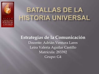Estrategias de la Comunicación
Docente: Adrián Ventura Lares
Leira Valeria Aguilar Castillo
Matricula: 283392
Grupo: G4
 
