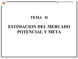 TEMA  II ESTIMACION DEL MERCADO POTENCIAL Y META 