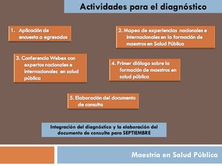 Maestría en Salud Pública Integración del diagnóstico y la elaboración del documento de consulta para SEPTIEMBRE Actividades para el diagnóstico 