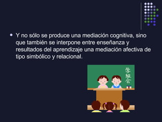 <ul><li>Y no sólo se produce una mediación cognitiva, sino que también se interpone entre enseñanza y resultados del apren...