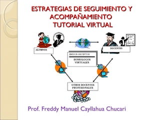 ESTRATEGIAS DE SEGUIMIENTO Y
      ACOMPAÑAMIENTO
       TUTORIAL VIRTUAL




Prof. Freddy Manuel Cayllahua Chucari
 