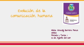 Evolución de la
comunicación humana
Nidia Aracely Barrera Ponce
283320
Periodo 1, Tarea 1
21 de Agosto del 2014
 