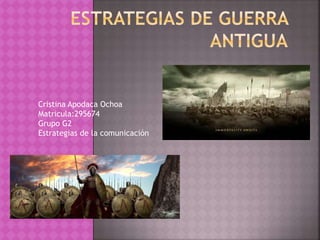 Cristina Apodaca Ochoa
Matricula:295674
Grupo G2
Estrategias de la comunicación
 