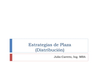 Estrategias de Plaza
(Distribución)
Julio Carreto, Ing. MBA
 