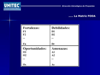 Dirección Estratégica de Proyectos ..... La Matriz FODA 
