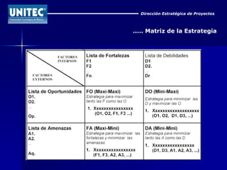 Dirección Estratégica de Proyectos ..... Matriz de la Estrategia 